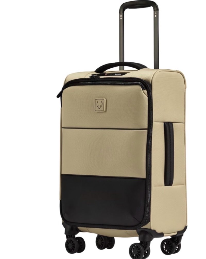 ANTLER - Soft Stripe Carry On Luggage 22x14x9 Airline Approved - Cabin Suitcase with Expander, Adjustable Handle, 4 Spinner Wheels, Lightweight, TSA Lock - Recycled Polyester Luggage - Sand Yellow ANTLER