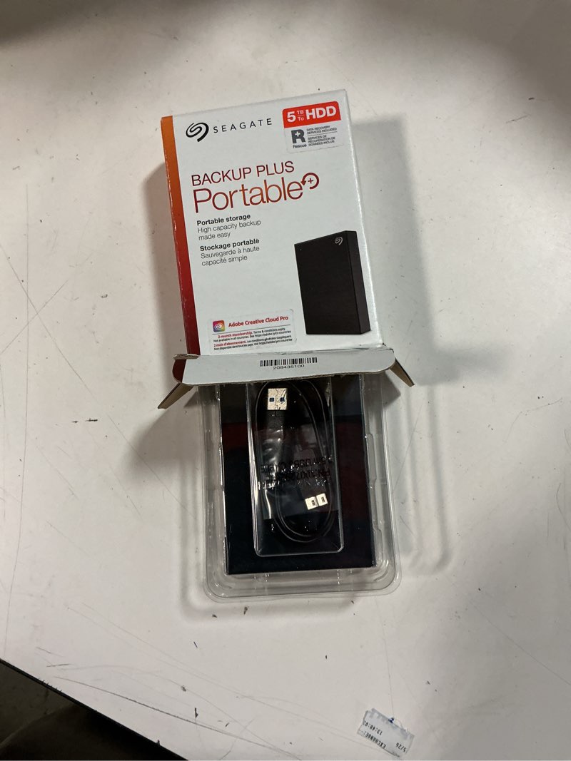 Condition photo showing New/Like New for seagate 5tb backup plus external portable drive usb 3.0, black
