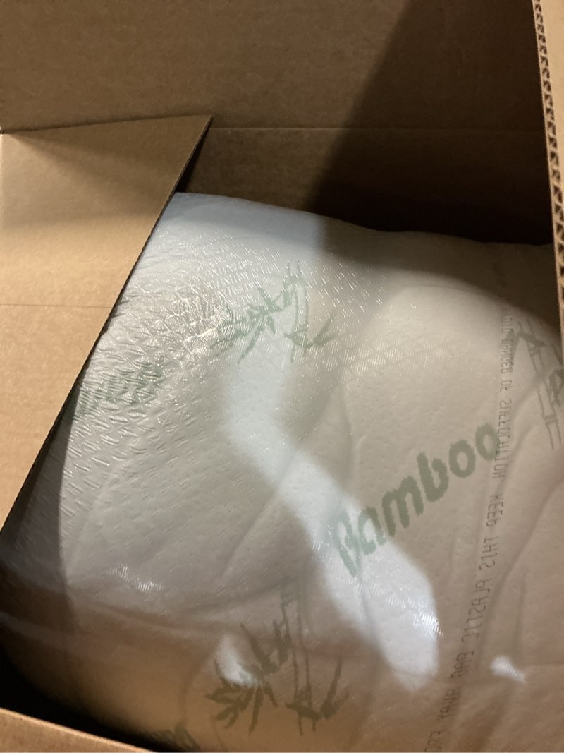 Condition photo showing As Is for ultra soft queen size mattress topper - viscose made from bamboo pillow top mattress pad for back pain relief - naturally cooling for hot sleepers, green green queen