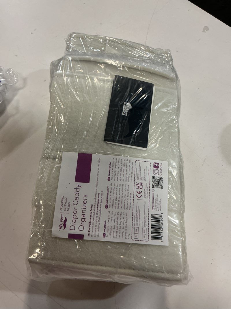 Condition photo showing New/Like New for Mr. Pen- Baby Diaper Caddy Organizer, 2 Pack, Beige, Baby Caddy Organizer with Handle, Compact Size, Collapsible & Portable Beige 2 Pack