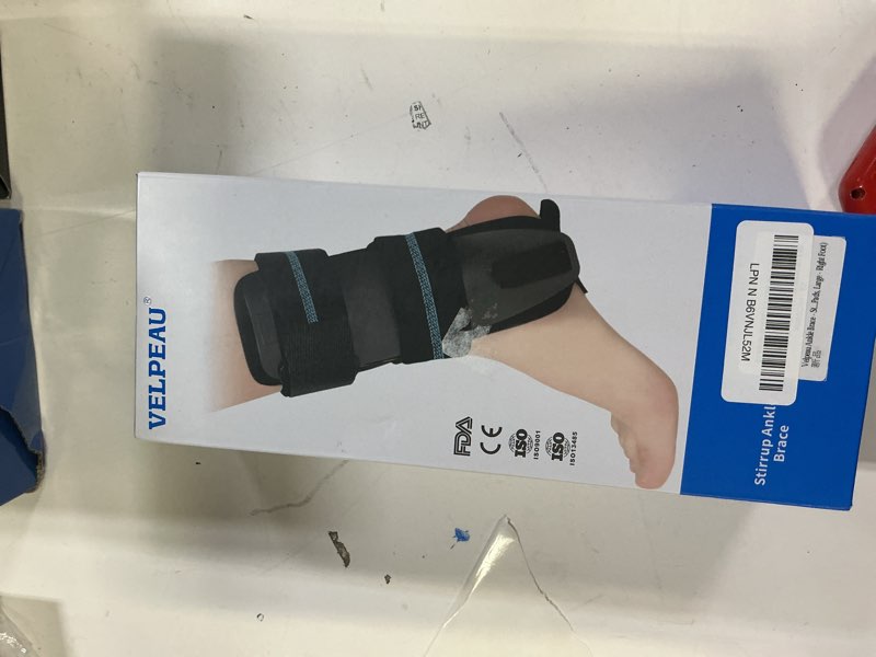 Condition photo showing New/Like New for velpeau air gel foam ankle stabilizer support brace for sprained ankle, ligament injury, tendonitis, adjustable rigid stirrup ankle splint for women and men (foam version, large, right foot) large (pack of 1) foam version- right foot