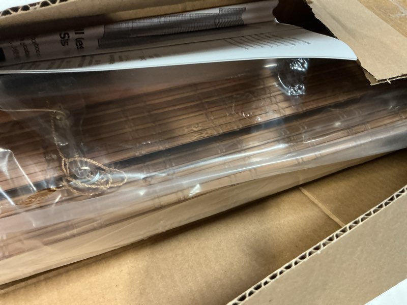 Condition photo showing New/Like New for lazblinds no tools no drill cordless bamboo roman shades, light filtering window treatment, roll up bamboo blinds for window 28'' w x 64'' h, tuscan b tuscan b 28'' w x 64'' h