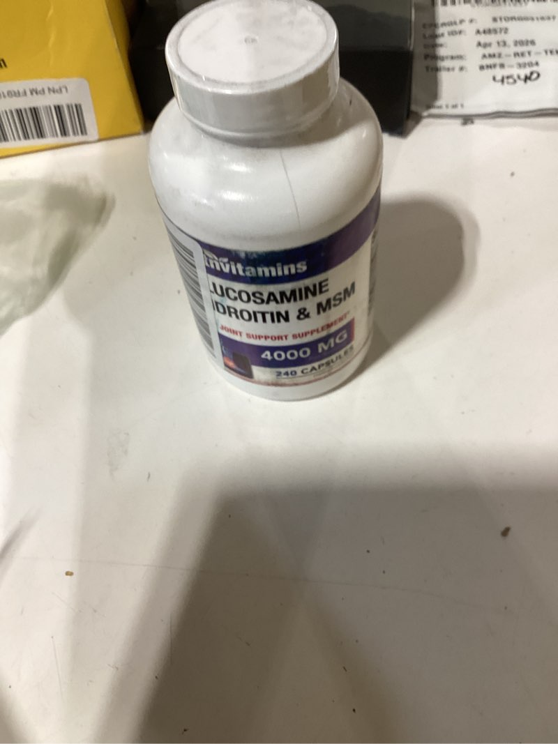 Condition photo showing New/Like New for tnvitamins glucosamine chondroitin msm capsules, 240 count | 4,000 mg per serving | 2,000 mg glucosamine sulfate 2kcl + 2,000 mg msm & chondroitin blend | joint support supplement