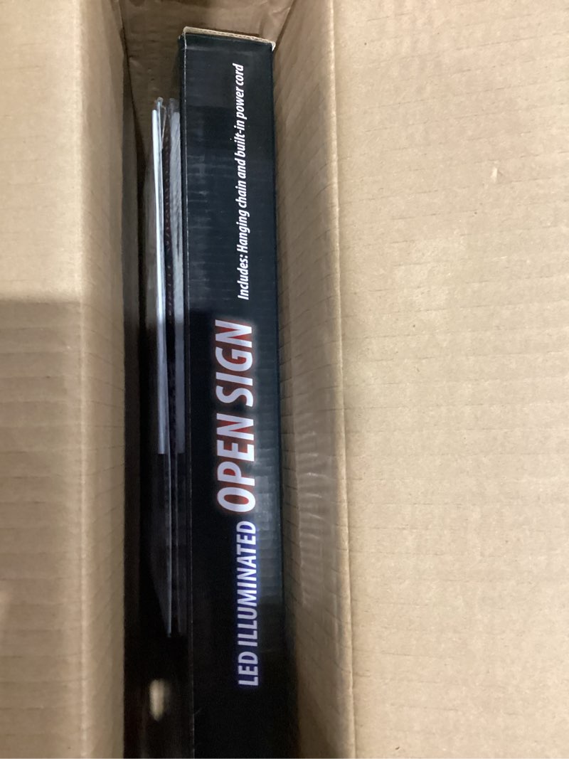 Condition photo showing Good Condition for Neon Open Sign for Business: Vertical LED Sign with Flashing Mode for Stores - Includes Business Hours and Open & Closed Signs Model 5 17" x 10"