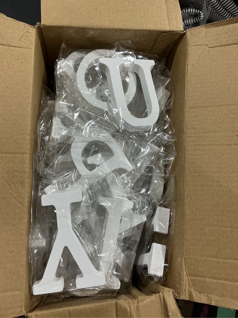 Condition photo showing New/Like New for HOZEON 56 PCS Decorative Wooden Letter, White Alphabet Set, Modern and Stylish Wall Letters for Bedroom, Wedding, Birthday Party, Children, Home Decoration