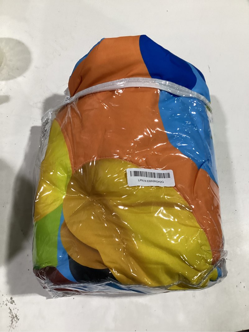Condition photo showing Good Condition for nojo disney mickey mouse blue, red, and green, donald duck, pluto, and goofy, fun starts here 4 piece toddler bed set - comforter, fitted bottom sheet, flat top sheet, and reversible pillowcase mickey mouse - fun starts here toddler