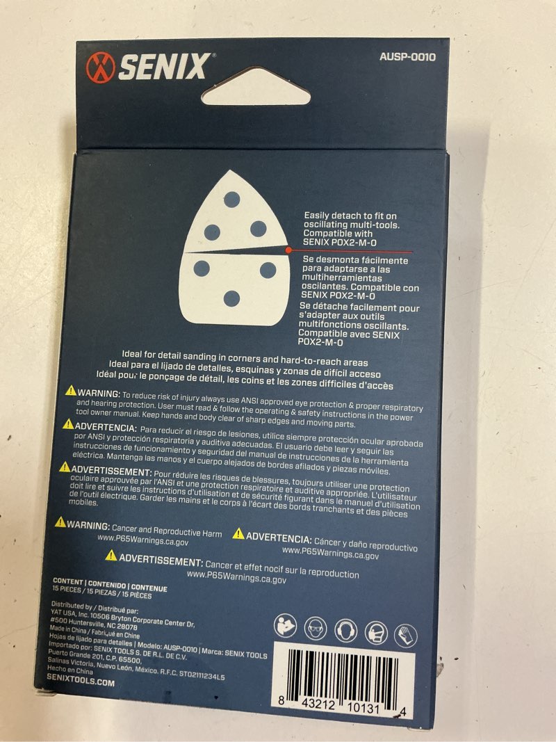 Condition photo showing New/Like New for (3 pack)new senix 3 7/8 x 5 3/8\\\"60 grit hole hook & loop sandpaper discs, 15-pack  pallet finds utopia