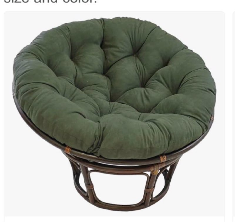 blazing needles solid microsuede papasan chair cushion, 52" x 6" x 52", hunter green 52 in x 6 in x 52 in hunter green