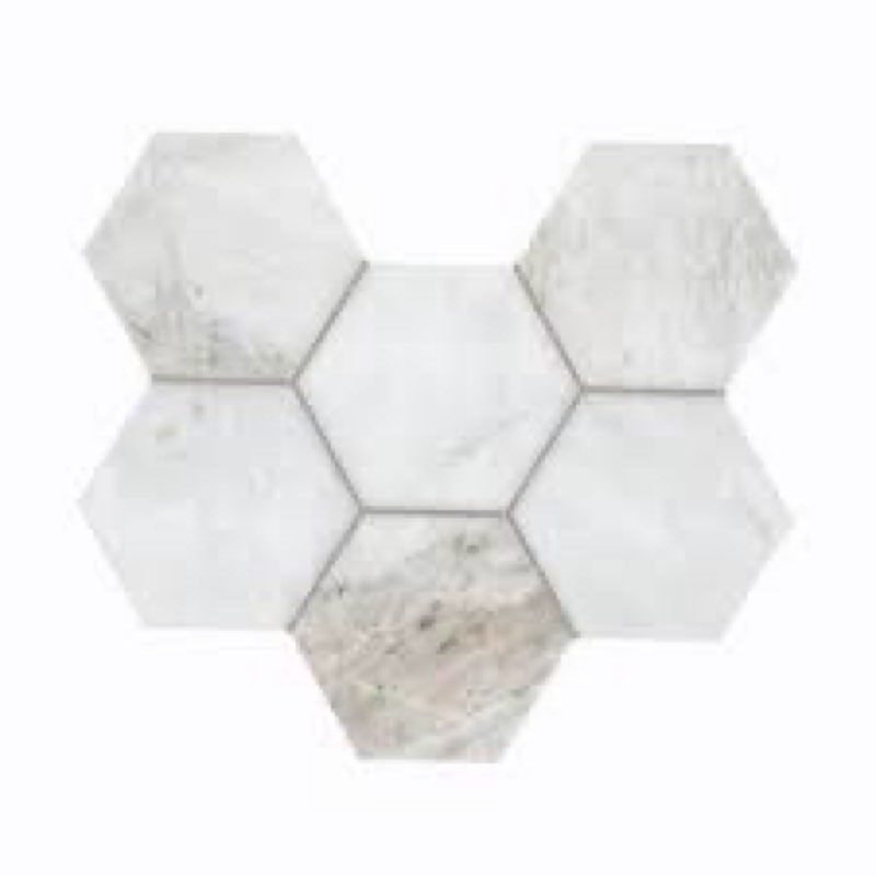 Arabescato Venato White Hexagon 10" X 13" Honed Marble Mosaic Floor And Wall Tile