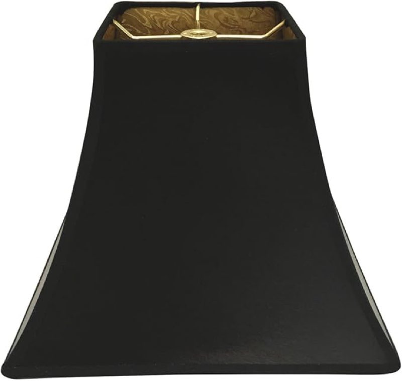 Royal Designs, Inc. Square Bell Hardback Lamp Shade, HB-628-10BLK/GL, Black/Gold, 5