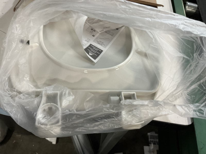 Condition photo showing As Is for bemis 7300slec slow close toilet seat, easy clean hinges and durable plastic seat, made in usa, elongated, white elongated slow close