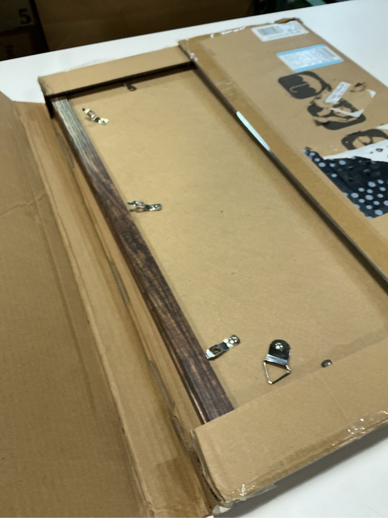 Condition photo showing Good Condition for 13x19 picture frame set of 2, rustic brown wood style - display posters 11 x 17 with mat or 13x19 without mat, wall mounting horizontal and vertical rustic brown 13x19 in
