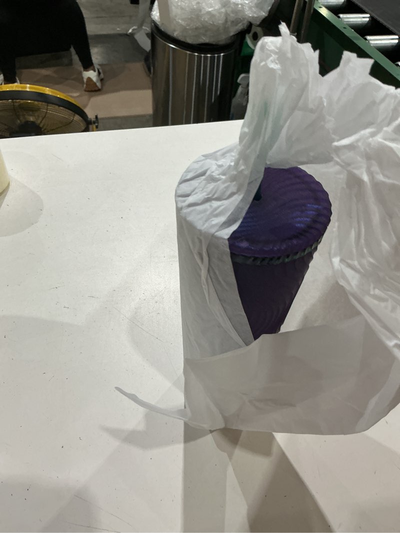 Condition photo showing New/Like New for starbucks wavy plastic cold cup, 24 oz, reusable tumbler with straw and lid, textured wave design, bpa-free, purple with embossed siren logo