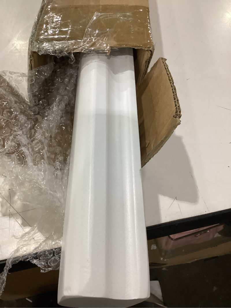 Condition photo showing As Is for 2ft solid wood stair handrail for indoor stairs, outdoors stair railings, sturdy wall mounted non-slip safety design, elderly-friendly & child-safe, with banister hardware and brackets 2ft white