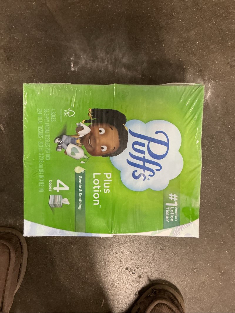 Condition photo showing New/Like New for plus lotion 2-ply facial tissue cube box (56-sheets per box, 4 cnt)
