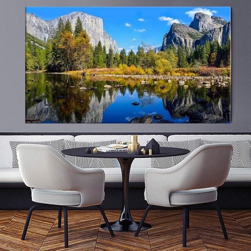 ZENDA Mountain Lakes Wall Art Landscape Canvas Art Large Painting for Office Bedroom Framed Ready to Hang