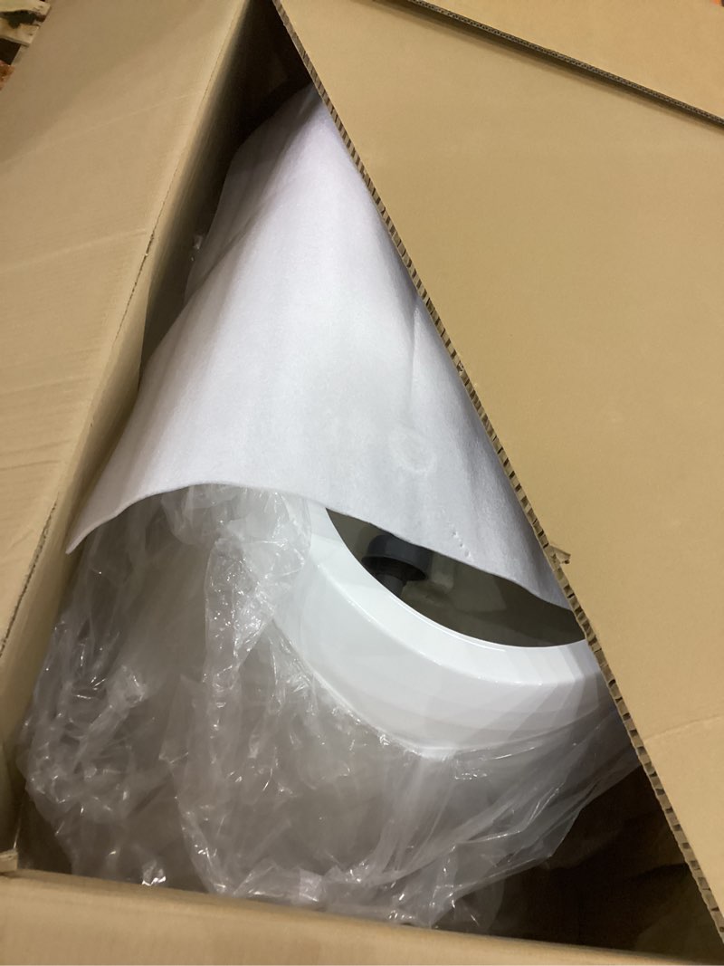 Condition photo showing As Is for 59 in Acrylic Freestanding Bathtub, Contemporary Stand Alone Tub,Glossy White Soaking Tub, Oval Bathtub with Chrome Overflow and Drain,CUPC Certified White-Marine 59 Inch