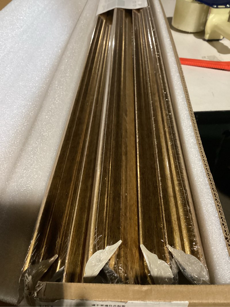 Condition photo showing Good Condition for art3d pre-cut wall molding set of 6 pcs, ready-to-assemble wainscoting panels for interior wall décor living room bedroom accent wall - installed with glue, 3 top 3 bottom, antique gold antique gold: style 1