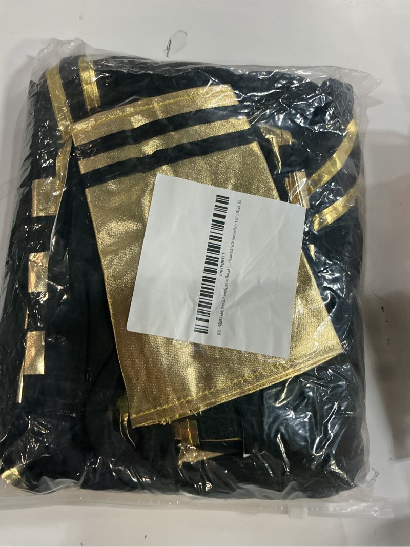 Condition photo showing New/Like New for adult mens halloween egyptian pharaoh costume + cape + belt + hat + wristbands king tut cosplay outfits black x-large