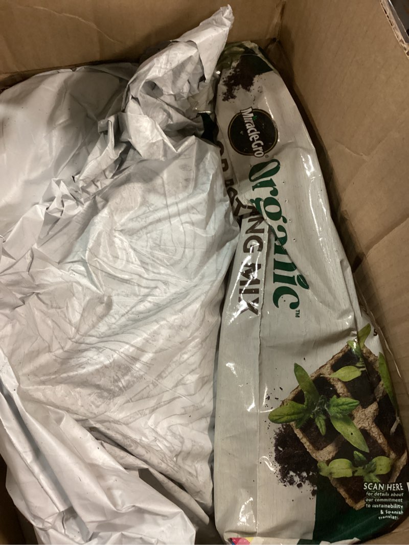 Condition photo showing As Is for miracle-gro organic indoor potting mix - protects against over and under watering, planting soil for indoor container plants, houseplants and starter plants, omri listed, 16 qt. 16qt indoor