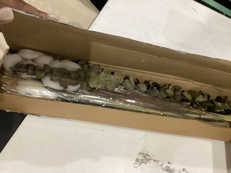 Condition photo showing Good Condition for natural dried flower bouquet - pampas grass, cotton stems, bunny tails, eucalyptus, lavender & wheat - rustic boho decor for home, fall decorations for home, wedding, or gift