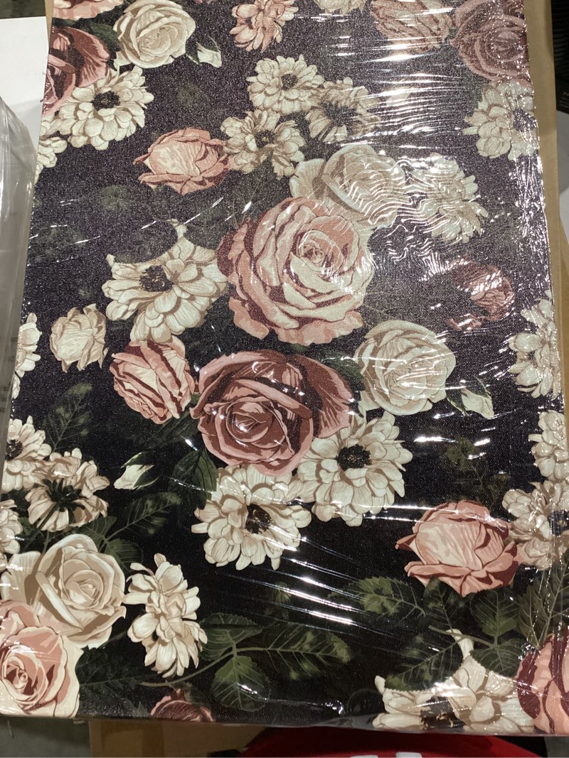 Dark Rose Flower Canvas Wall Art Moody Pink and White Rustic Floral Still Life Painting Picture Farm