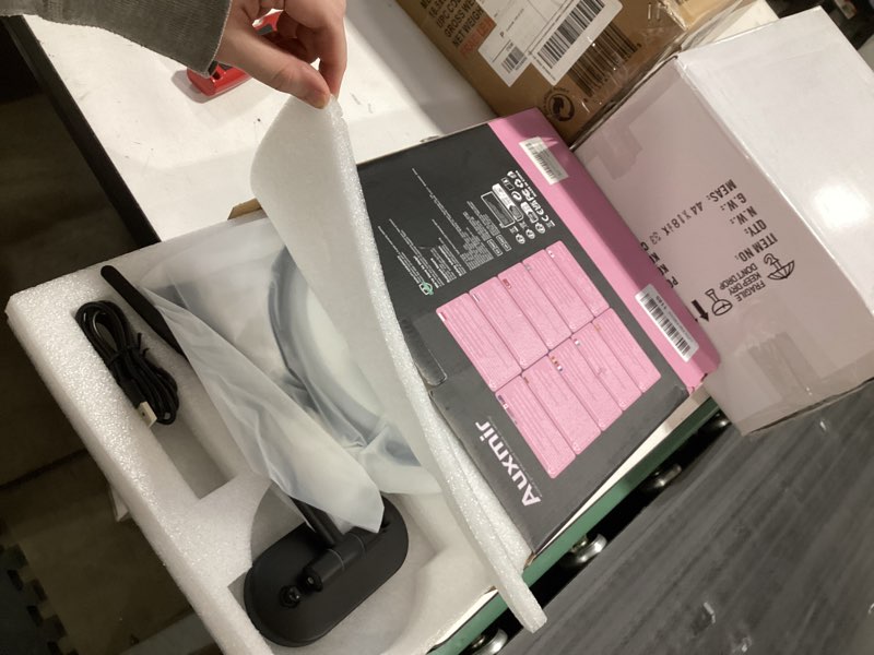 Condition photo showing New/Like New for Auxmir 8'' Wall Mounted Lighted Makeup Mirror, 3200mAh Rechargeable Double-Sided 1X/20X Magnifying Mirror with Light, Touch Dimmable 3 Color Light, 360° Rotation Foldable Extended Arm, Black Black 20x