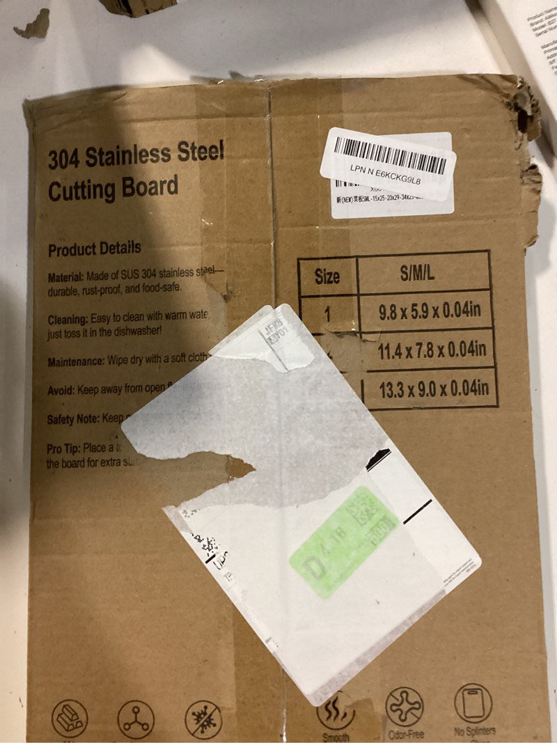 Condition photo showing New/Like New for urmona 3 pcs 304 stainless steel cutting board for kitchen, non-staining&odor-free, burr-free edges, dishwasher safe, non toxic cutting board?s+m+l? sus 304 | flat s+m+l