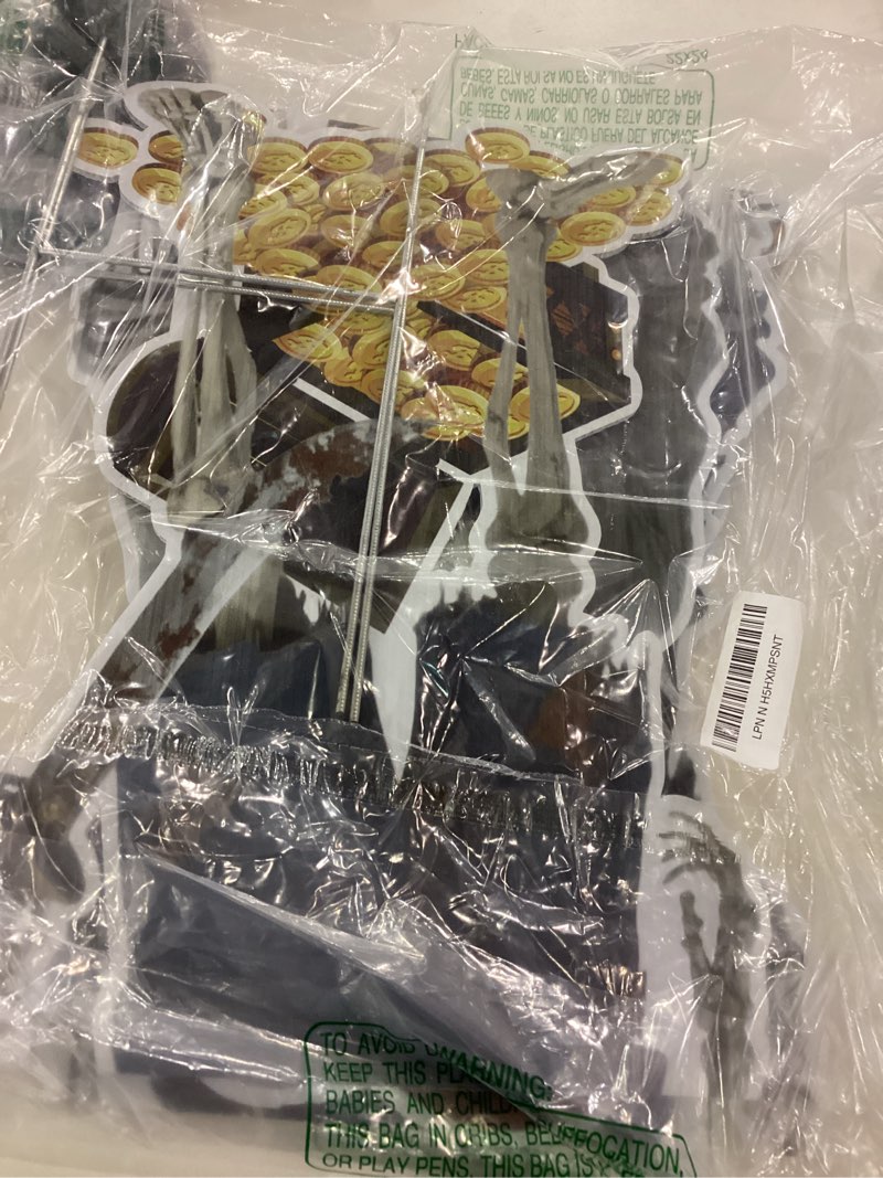 Fjoron 2 Pack Pirate Skeleton Yard Signs - Halloween Decorations Outdoor, Life Size Black Plastic Sk