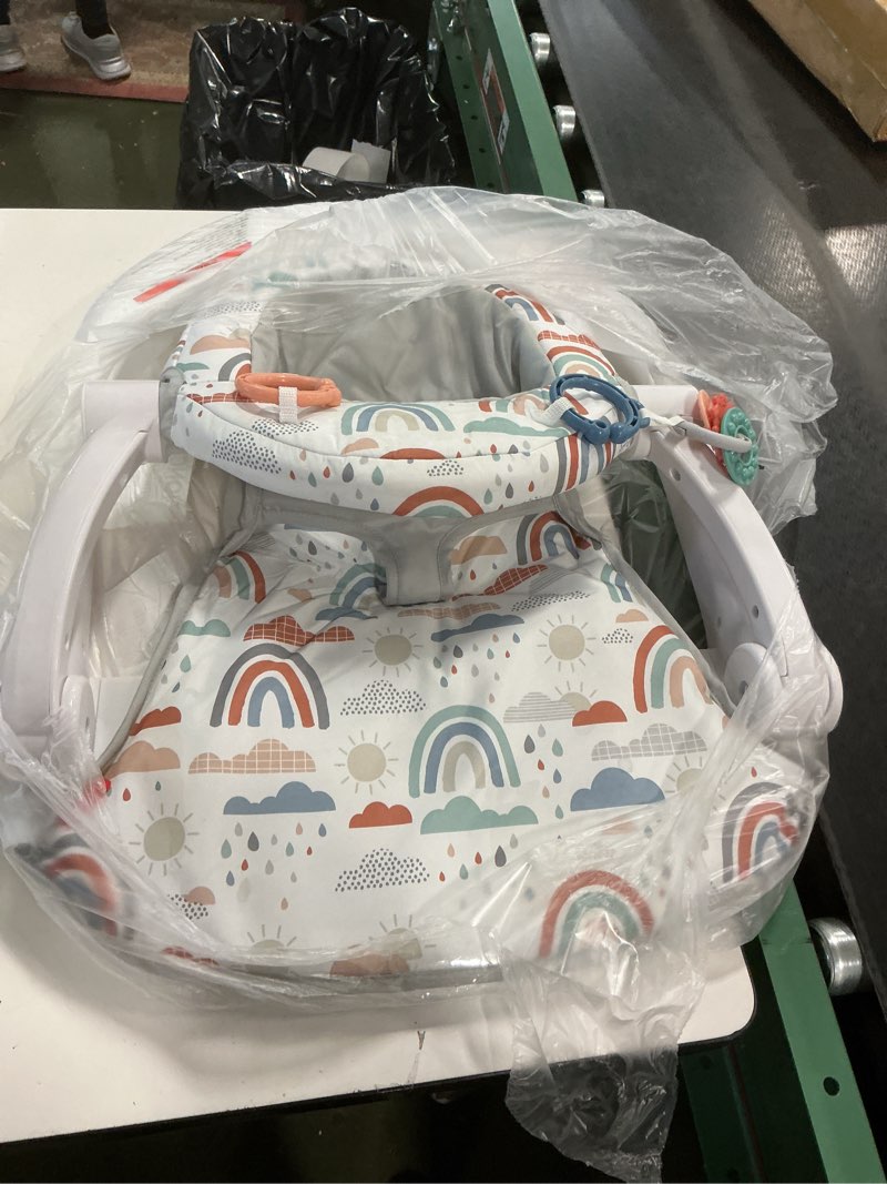 Condition photo showing Good Condition for Fisher-Price Portable Baby Chair Sit-Me-Up Floor Seat with Developmental Toys & Machine Washable Seat Pad, Pacific Pebble