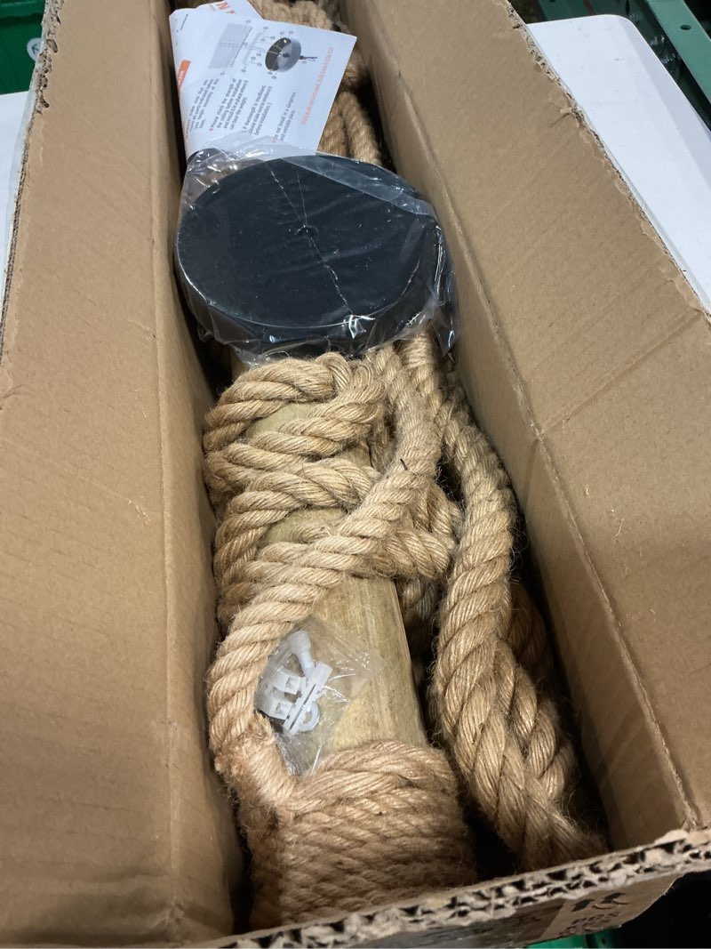 Condition photo showing Good Condition for Arturesthome 4 Heads Hemp Rope Ceiling Pendant Light, Vintage Bamboo Chandeliers Decoration, Rustic Industrial Hanging Lamp for Bedroom Restaurant Cafe Bar 4 Lights/W 22.7in