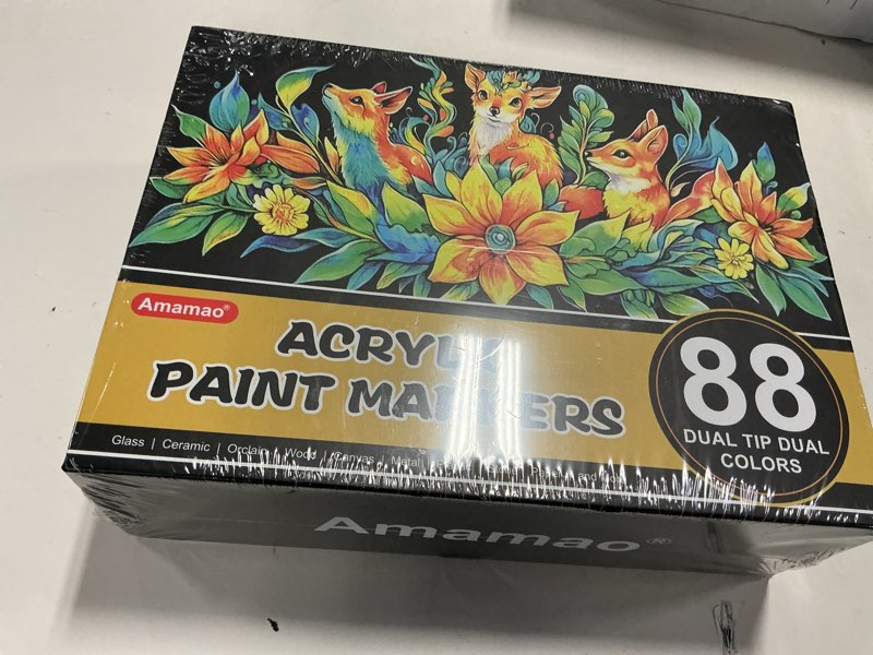 Condition photo showing New/Like New for amamao 176 colors acrylic paint markers pens set,88 pack brush acrylic paint markers for rock painting fabric plastic wood canvas stone glass paper diy craft supplies