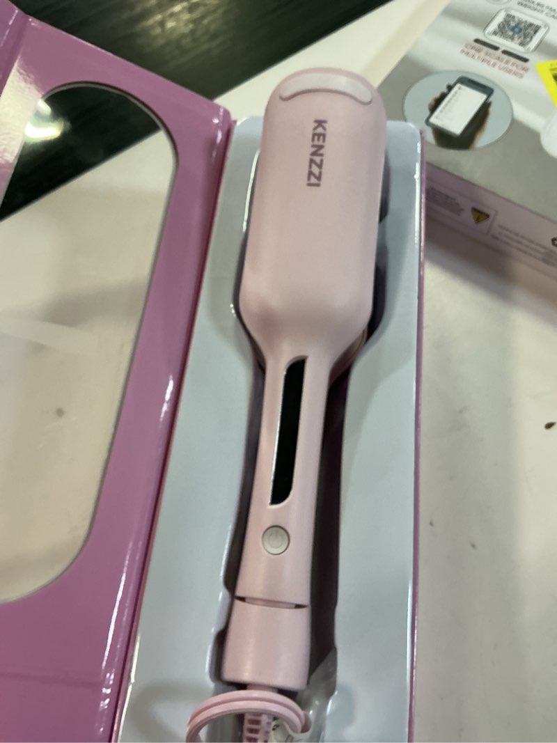Condition photo showing As Is for kenzzi wave styler 2-barrel hair waver, 1.25 in, 6 heat settings, pink