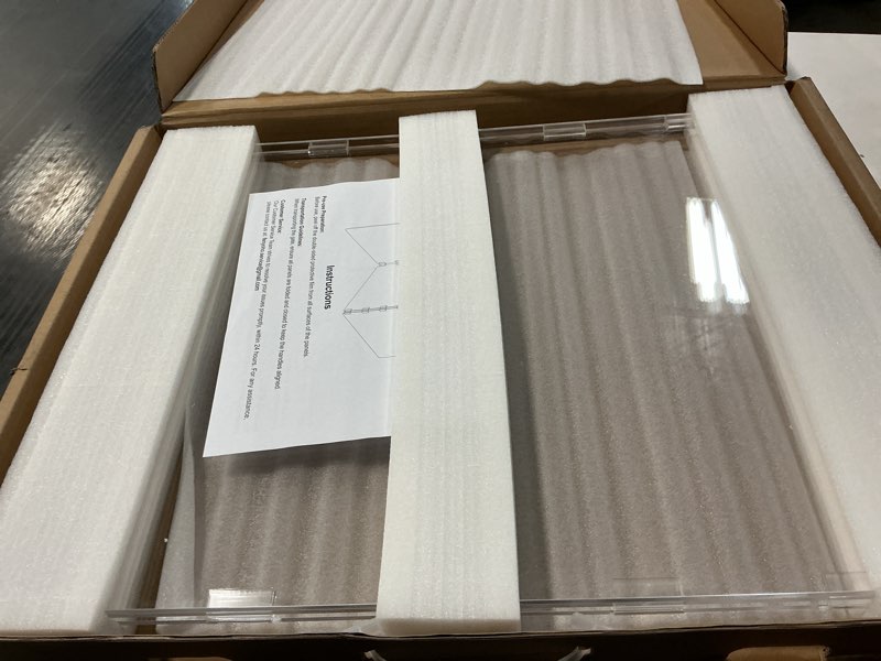 Condition photo showing As Is for Clear Acrylic Freestanding Dog Gates for The House – Folding 3-Panel Pet Gates for Doorways, Indoor Stairs, and Hallways, Transparent Barrier for Dogs, Puppies, and Cats 3 Panel - 60''W x 24''H