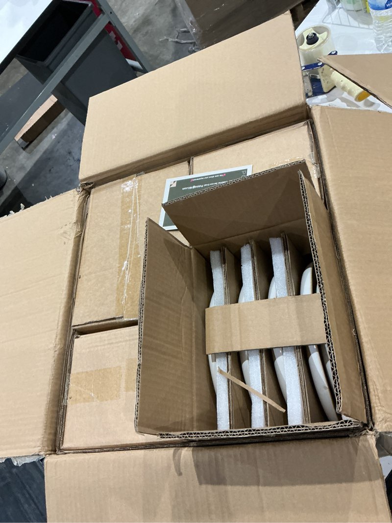 Condition photo showing Good Condition for 24 piece white ceramic plates and bowls sets for 8, reactive glaze stoneware with coastal?line look | ideal for holiday entertaining, thanksgiving, and large family meals white service for 8-24pcs