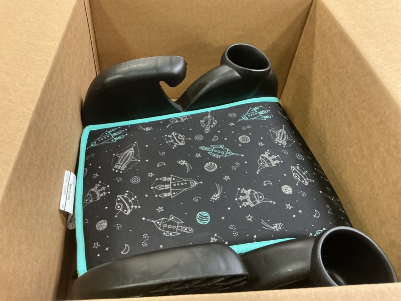 Condition photo showing As Is for Evenflo GoTime No Back Booster Car Seat (Blue Astro) Astro Blue Geometric