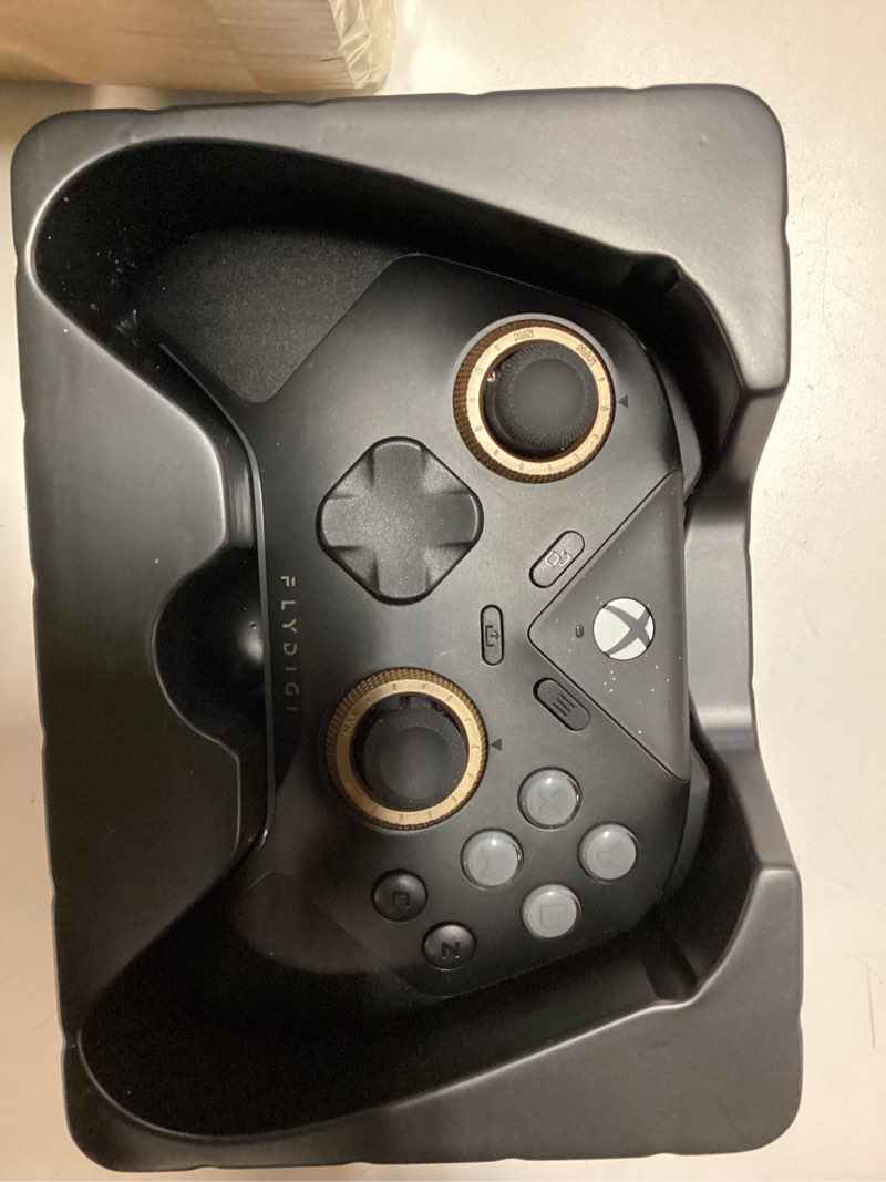 Condition photo showing As Is for flydigi vader 5s wired controller for xbox series x|s, xbox one, windows 10/11, forceflex adjustable tension joysticks, forceswitch triggers, 6 remappable buttons, 3.5mm audio jack