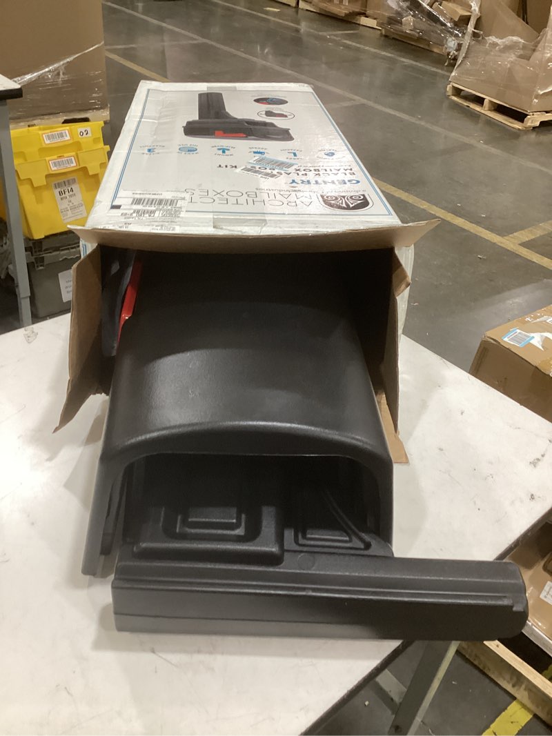 Condition photo showing As Is for architectural mailboxes gentry plastic, dual access, mailbox and post kit, ggc1b00am, black, large capacity black gentry plastic