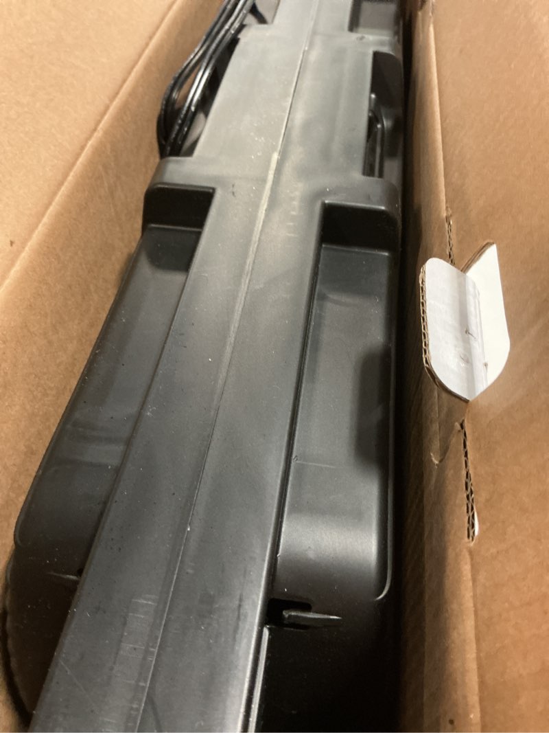 Condition photo showing As Is for 9 in. electric twin window fan with 3 fan speeds, 22 in. diameter, quiet setting, black