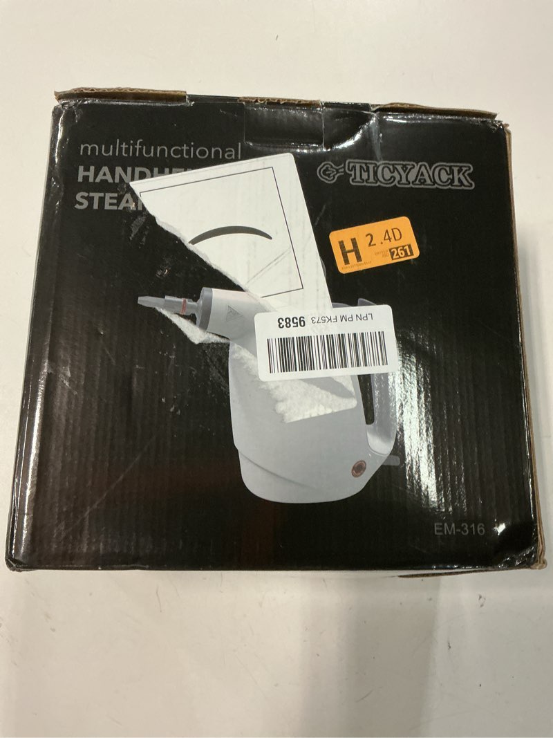 Condition photo showing New/Like New for ticyack handheld steam cleaner, steam cleaner with 16 pcs accessory & safety lock, 500ml capacity, multi-surface deep cleaning for home, car, bathroom, grout, floor, window (white)