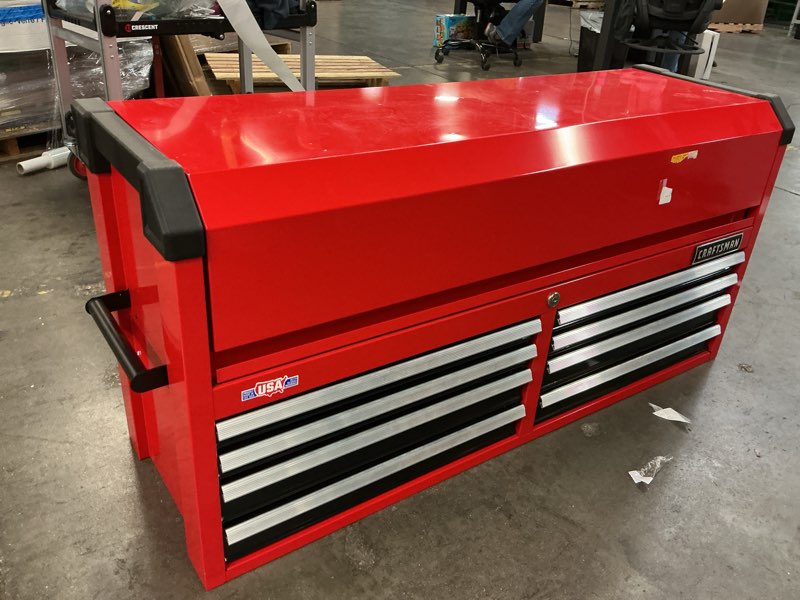 Condition photo showing As Is for craftsman 2000 series 52-in w x 38.05-in h 10 -drawer steel rolling tool cabinet ( red )(incomplete top only)