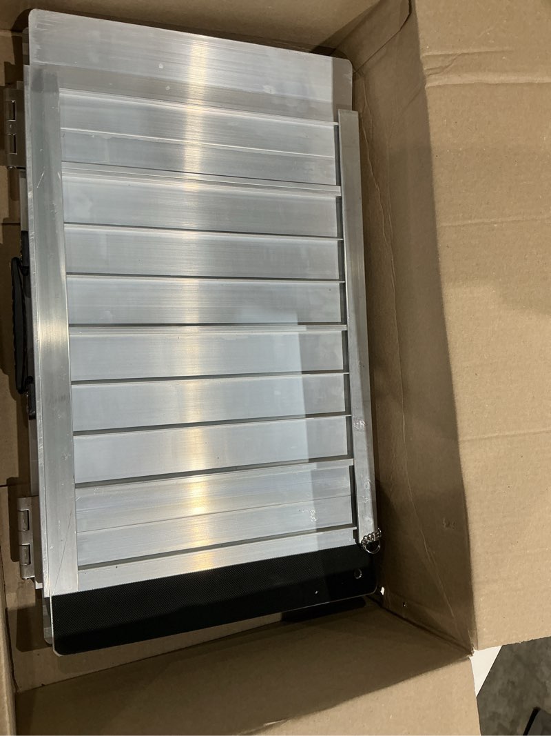 Condition photo showing As Is for fachnuo 2 feet portable wheelchair ramp, non-skid aluminum handicap ramps with handle, folding threshold wheel chair ramp for home steps, stairs, entry, doorways, applicable height 2-6 inches