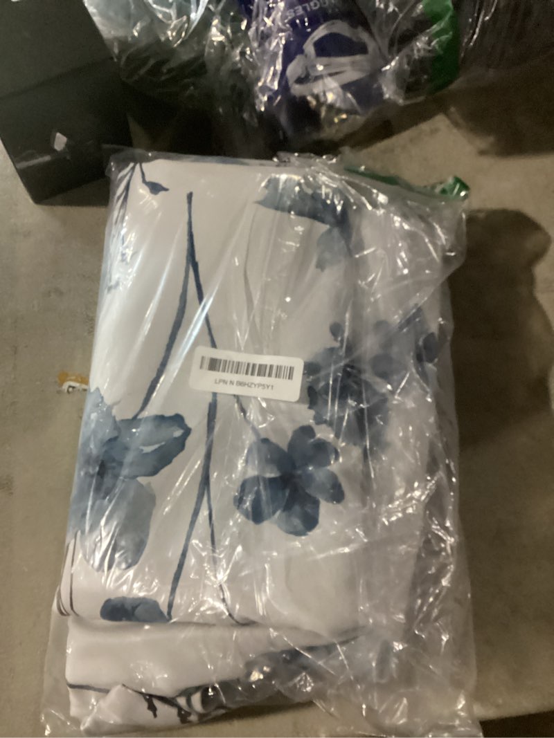 Condition photo showing New/Like New for H.VERSAILTEX 100% Blackout Curtains for Bedroom Cattleya Floral Printed Drapes 84 Inches Long Leah Floral Pattern Full Light Blocking Drapes with Black Liner Rod Pocket 2 Panels, Grey/Blue
