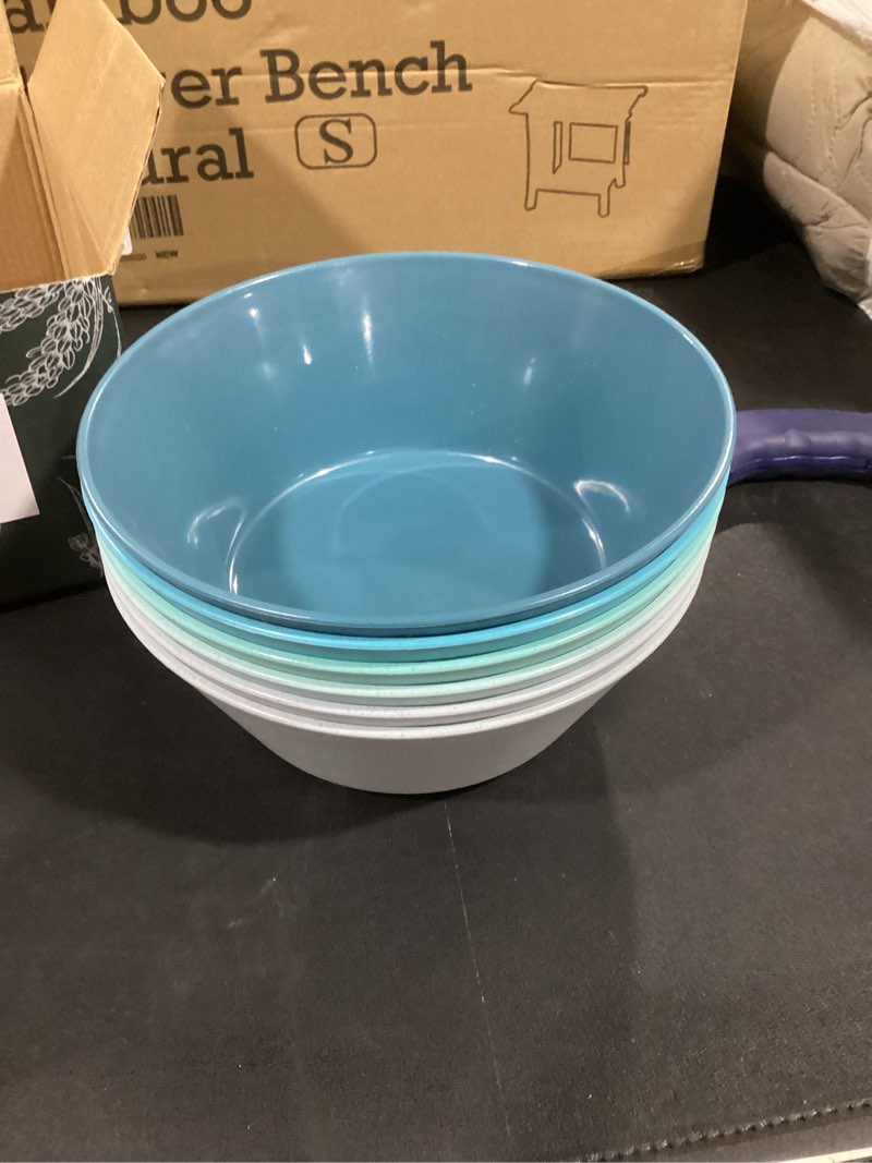Condition photo showing Good Condition for 50 Oz Large Cereal Bowls, Unbreakable Wheat Fiber Salad Bowl Sturdy and Stackable Salad Serving Bowls Set, BPA-Free Microwave/Dishwasher Safe, Lightweight for Oatmeal, Snacks, Oatmeal, Snacks 50 oz Blue