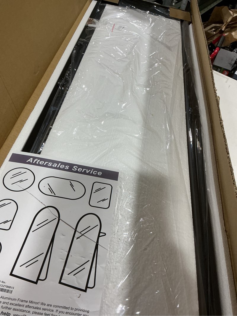 Condition photo showing Good Condition for trahome full length floor mirror 56"x15", standing mirror with aluminum frame, large body mirror for bedroom, living room and bathroom, black matte black 56"l x 15"w