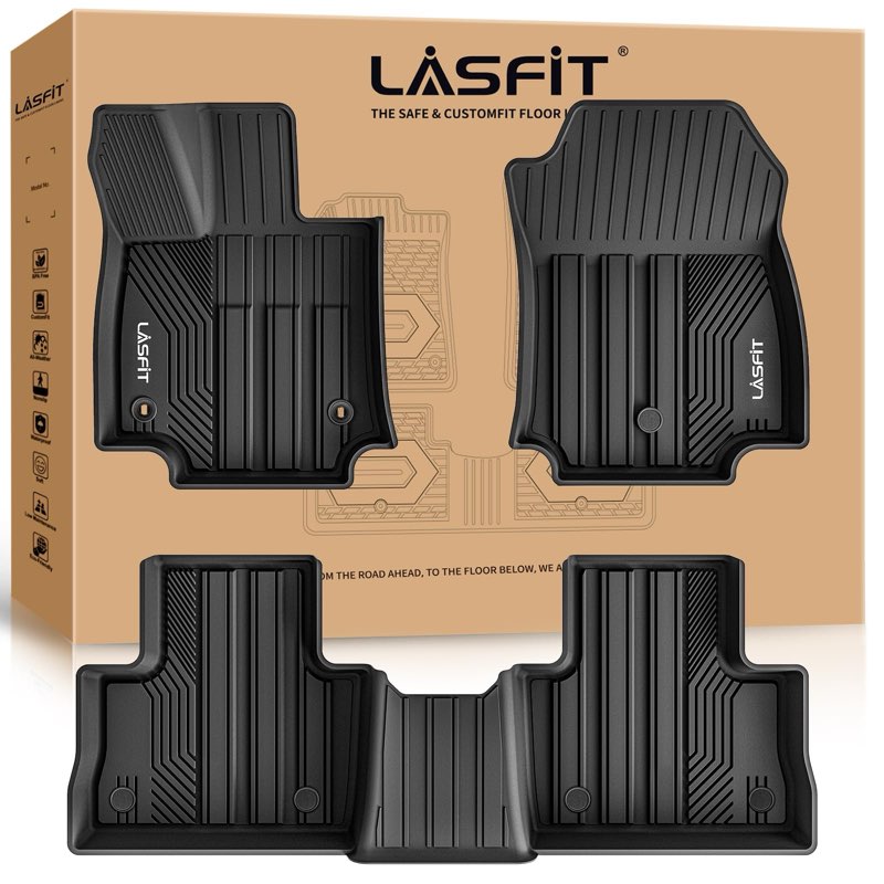 LASFIT Floor Mats Fit for 2019-2023 Toyota RAV4 (Not for Hybrid or Prime), All Weather Custom Fit Car Floor Liners 1st & 2nd Row, Black