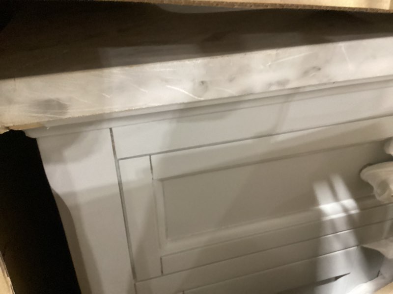 Condition photo showing As Is for Ove Decors Athea 60 Athea 60" Free Standing Double Basin Vanity with Wood Cabinet and Engineered Stone Vanity Top White / Engineered