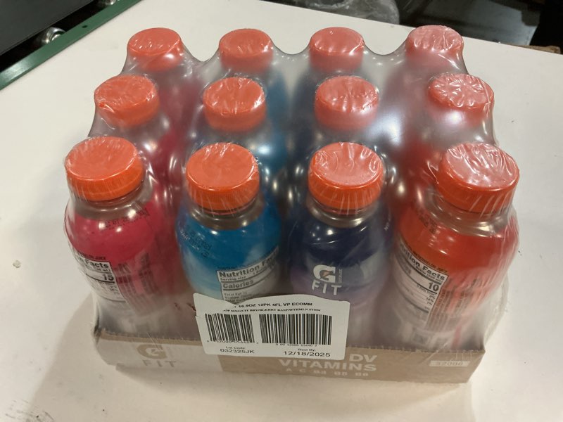Condition photo showing New/Like New for Best by 12/18/2025)Gatorade Fit Electrolyte Beverage  Healthy Real Hydration  New 2.0 4 Flavor Variety Pack  16.9.oz Bottles (12 Pack)