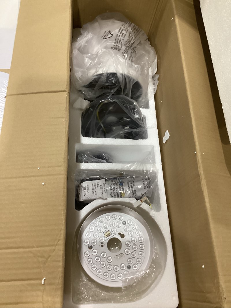 Condition photo showing Good Condition for livory 52” wood smart flush mount ceiling fans with lights and remote,quiet dc motor,outdoor indoor ultra low profile ceiling fan works with alexa wifi app,modern white ceiling fan for bedroom patio light wood 52"-voice+app+remote control