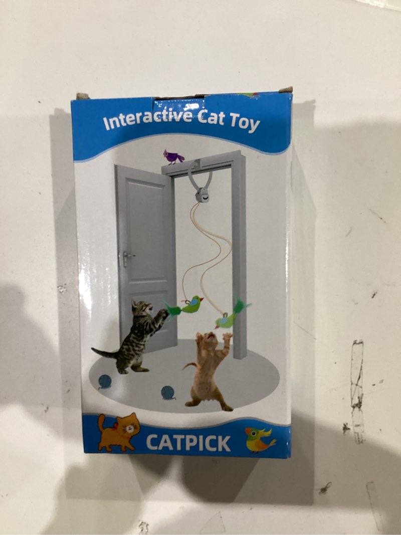 Condition photo showing New/Like New for interactive cat toys for indoor cats: automatic flying bird feather wand chase exercise enrichment stimulation, usb rechargeable durable safe hanging toy for bored kittens adult multi cat households white